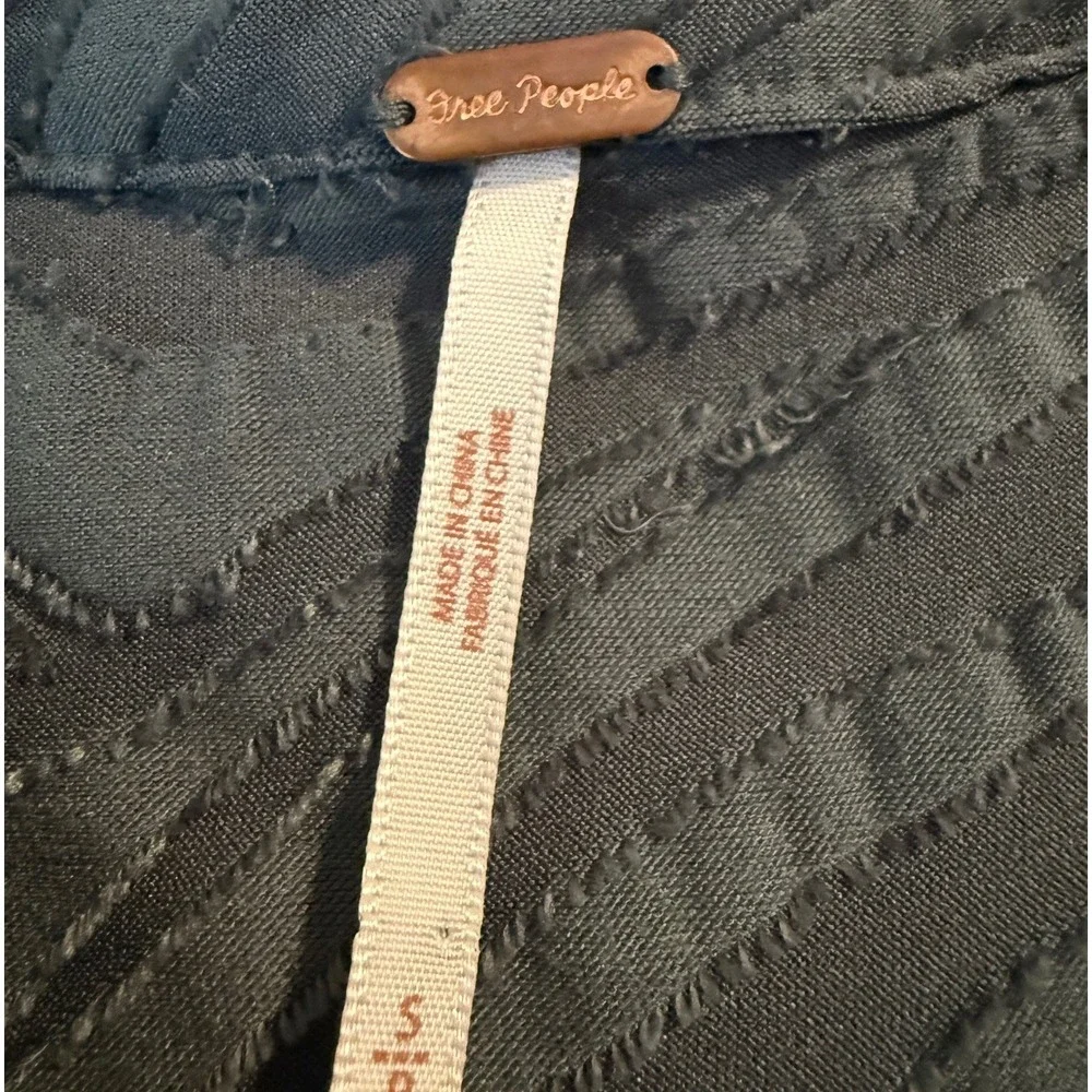 FREE PEOPLE Dark Teal Oversized Button Down Top Size S - Picture 5 of 7